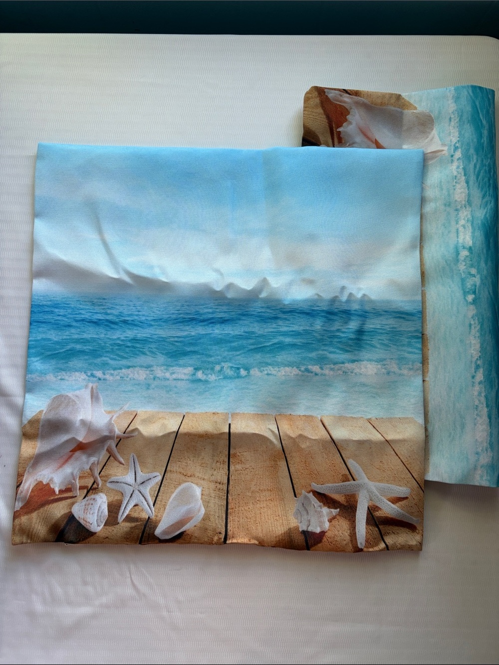 (2) Coastal Seashell Pillow Shams - Blue 
16”x16” NIP